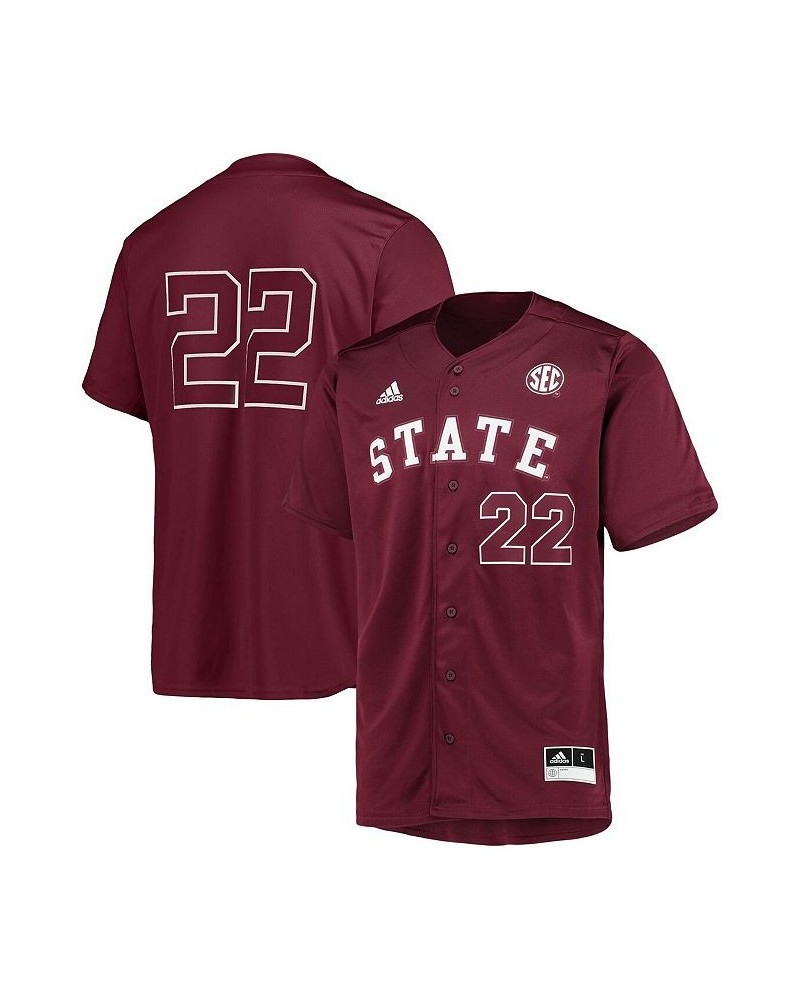 Men's 22 Maroon Mississippi State Bulldogs Button-Up Baseball Jersey $37.80 Jersey