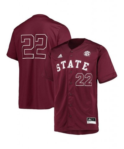 Men's 22 Maroon Mississippi State Bulldogs Button-Up Baseball Jersey $37.80 Jersey