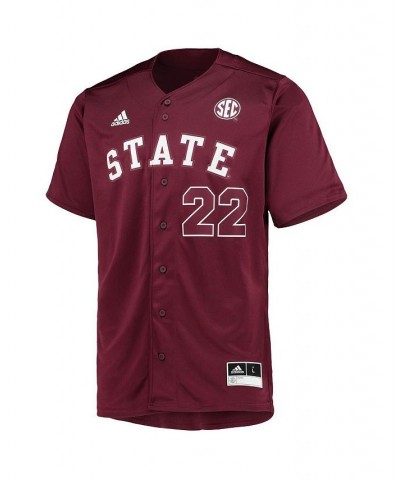 Men's 22 Maroon Mississippi State Bulldogs Button-Up Baseball Jersey $37.80 Jersey