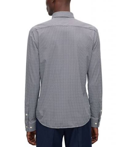 BOSS Men's Slim-Fit in Patterned Performance-Stretch Jersey Shirt Blue $47.89 Shirts