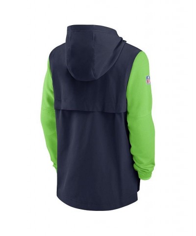 Men's College Navy, Neon Green Seattle Seahawks Sideline Player Quarter-zip Hoodie Jacket $42.00 Jackets