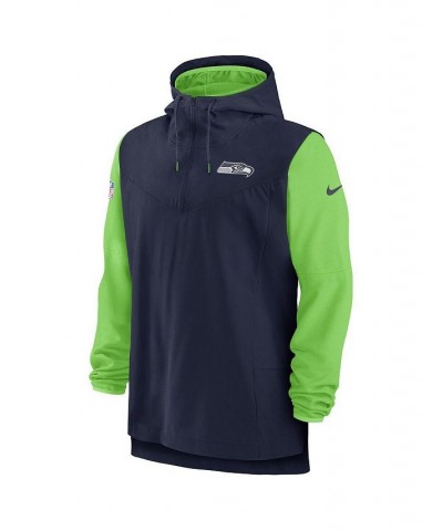 Men's College Navy, Neon Green Seattle Seahawks Sideline Player Quarter-zip Hoodie Jacket $42.00 Jackets