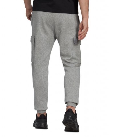 Men's Essentials Regular Tapered-Fit Fleece Cargo Joggers Gray $23.77 Pants