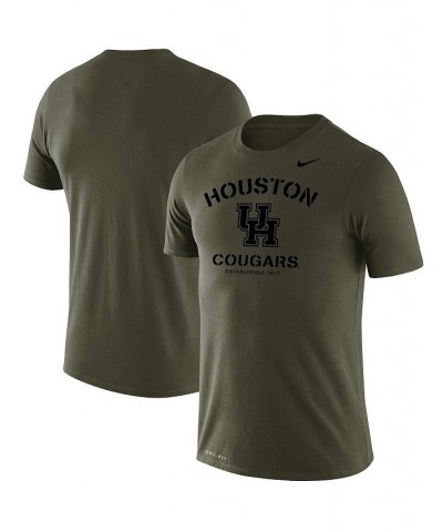 Men's Olive Houston Cougars Stencil Arch Performance T-shirt $20.00 T-Shirts
