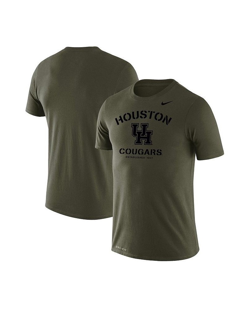 Men's Olive Houston Cougars Stencil Arch Performance T-shirt $20.00 T-Shirts