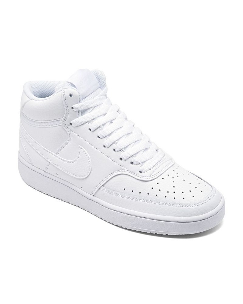 Women's Court Vision Mid Casual Sneakers White $44.10 Shoes