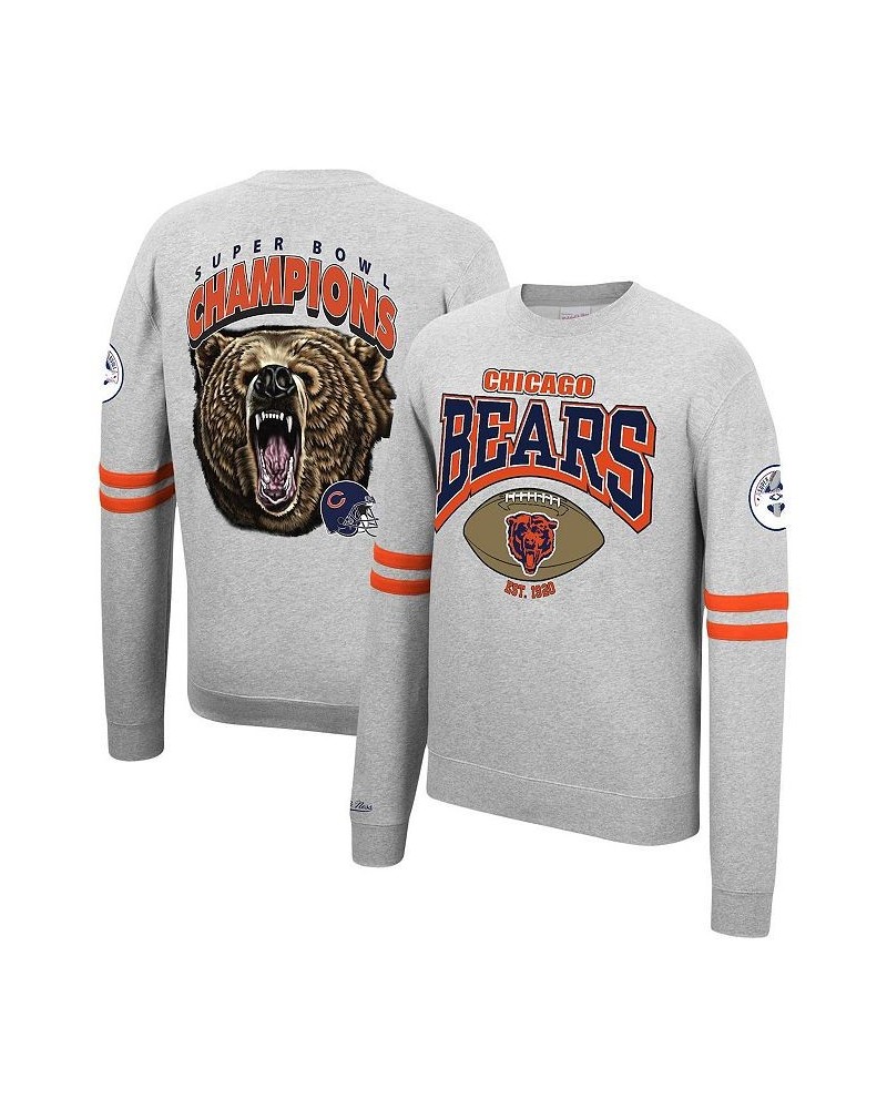 Men's Heathered Gray Chicago Bears Allover Print Fleece Pullover Sweatshirt $47.30 Sweatshirt