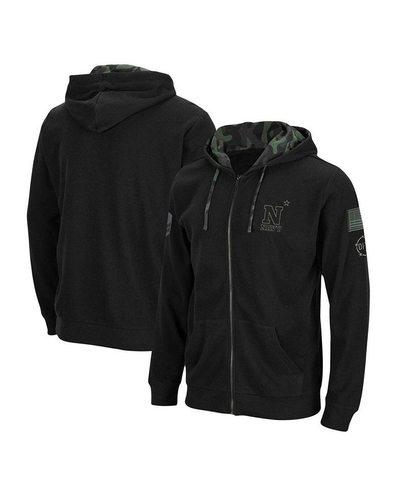 Men's Black Navy Midshipmen OHT Military-Inspired Appreciation Waffle Full-Zip Hoodie $24.20 Sweatshirt