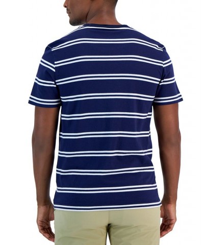 Men's Classic-Fit Double Stripe T-Shirt Blue $10.02 T-Shirts
