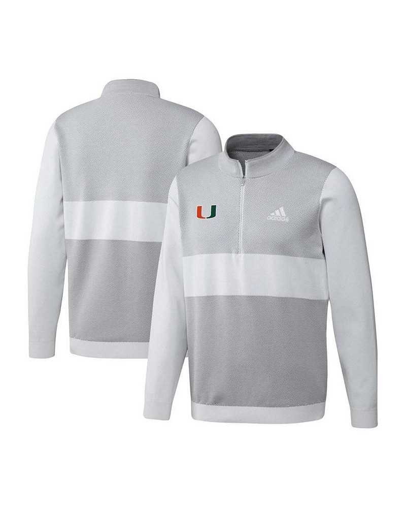 Men's Gray Miami Hurricanes Knit Quarter-Zip Jacket $40.30 Jackets