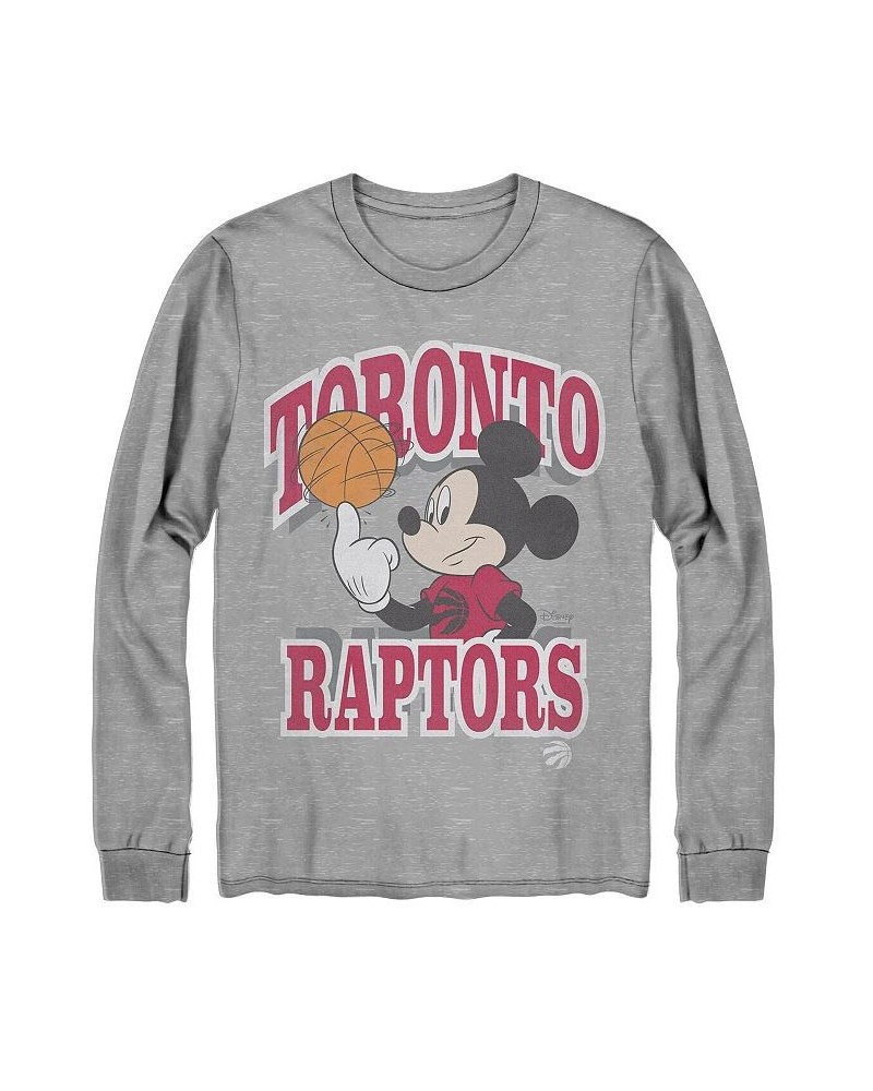 Men's Gray Toronto Raptors Disney Mickey Team Spirit Long Sleeve T-shirt $19.20 T-Shirts