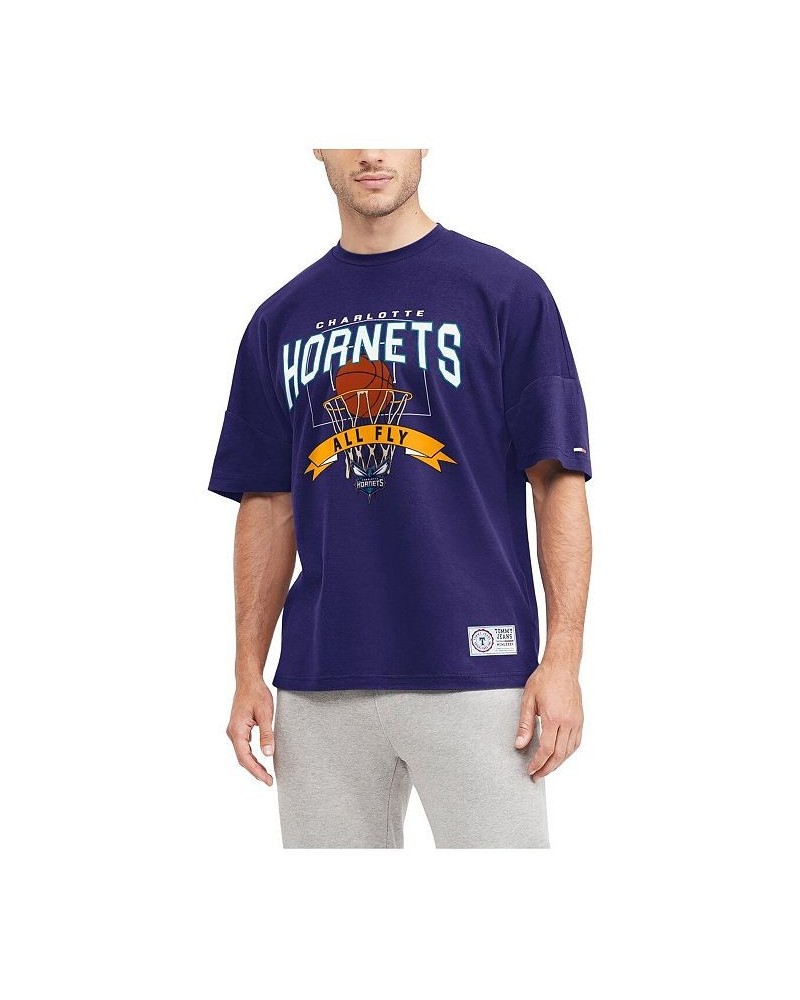 Men's Purple Charlotte Hornets Tim Backboard T-shirt $24.93 T-Shirts