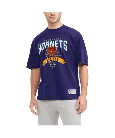 Men's Purple Charlotte Hornets Tim Backboard T-shirt $24.93 T-Shirts