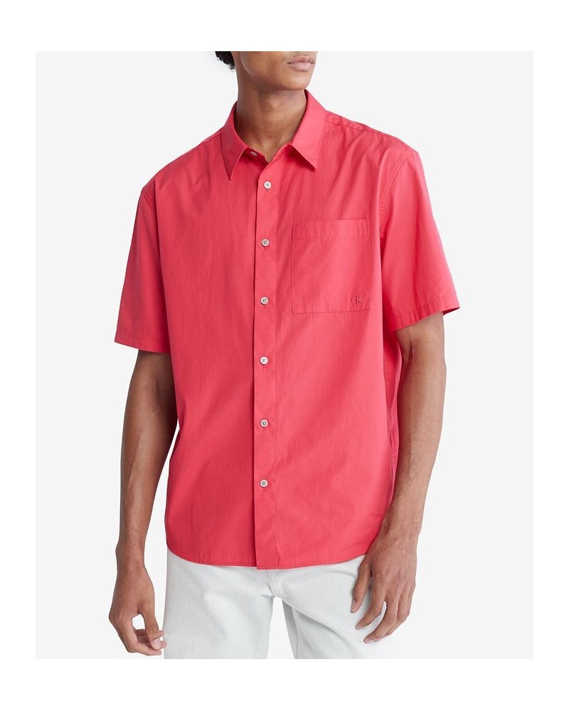 Men's Short-Sleeve Solid Pocket Button-Down Easy Shirt Pink $19.29 Shirts