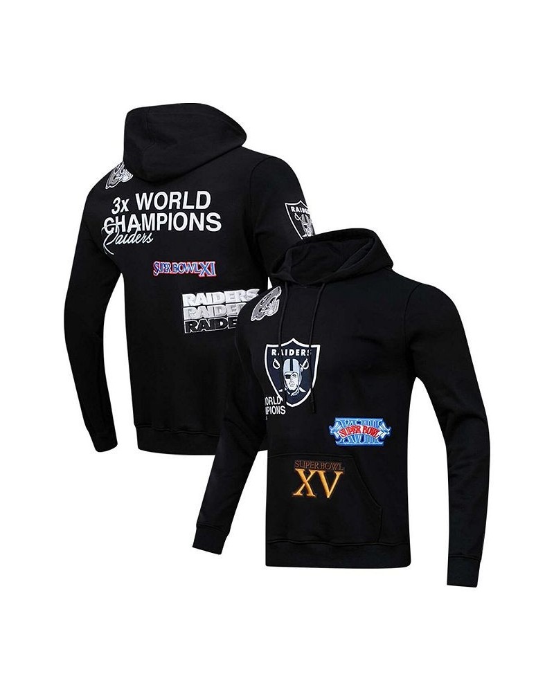 Men's Black Las Vegas Raiders 3x Super Bowl Champions Pullover Hoodie $52.99 Sweatshirt