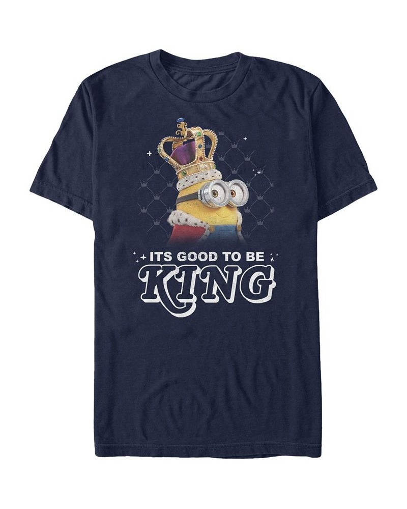 Minions Illumination Men's Despicable Me It's Good To Be King Short Sleeve T-Shirt Blue $14.70 T-Shirts