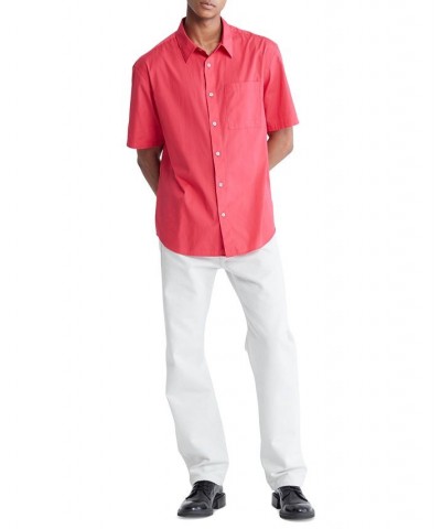 Men's Short-Sleeve Solid Pocket Button-Down Easy Shirt Pink $19.29 Shirts