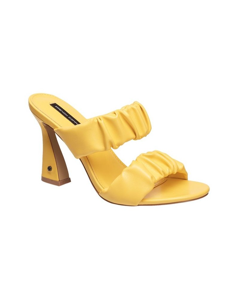 Women's Crystal Ruched Heel Sandals Yellow $49.98 Shoes