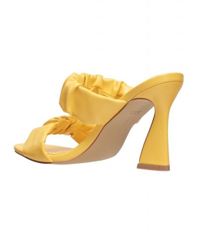 Women's Crystal Ruched Heel Sandals Yellow $49.98 Shoes