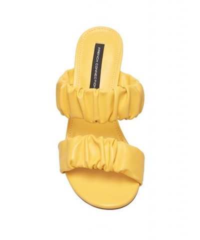 Women's Crystal Ruched Heel Sandals Yellow $49.98 Shoes