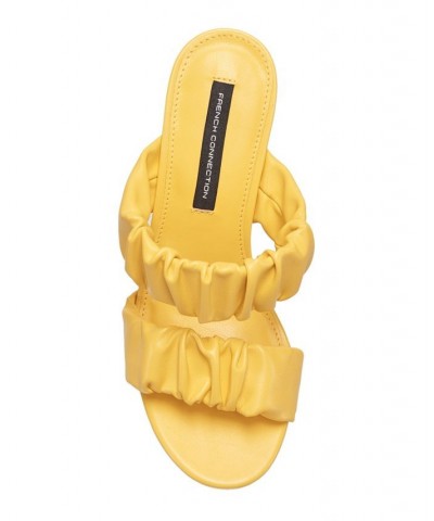 Women's Crystal Ruched Heel Sandals Yellow $49.98 Shoes