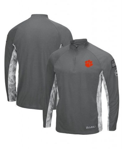 Men's Gray, Camo Clemson Tigers OHT Military-Inspired Appreciation Swoop Quarter-Zip Jacket $34.79 Sweatshirt