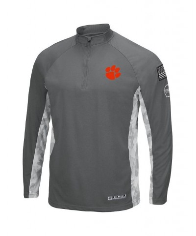 Men's Gray, Camo Clemson Tigers OHT Military-Inspired Appreciation Swoop Quarter-Zip Jacket $34.79 Sweatshirt