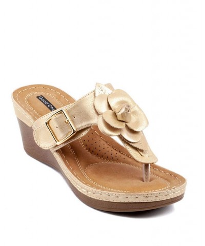 Women's Flora Wedge Sandal Gold $34.50 Shoes