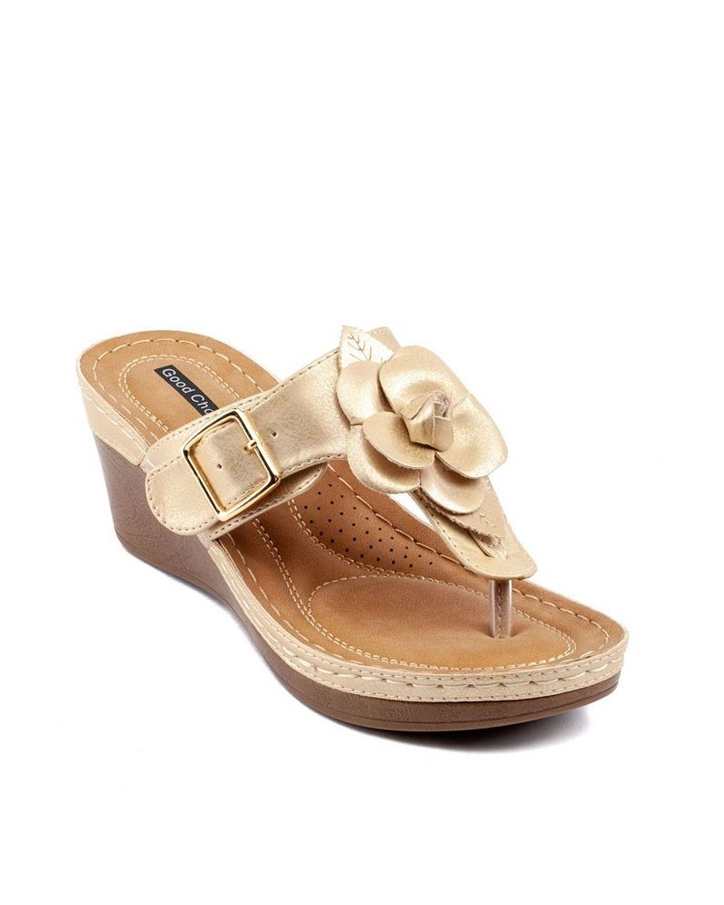 Women's Flora Wedge Sandal Gold $34.50 Shoes