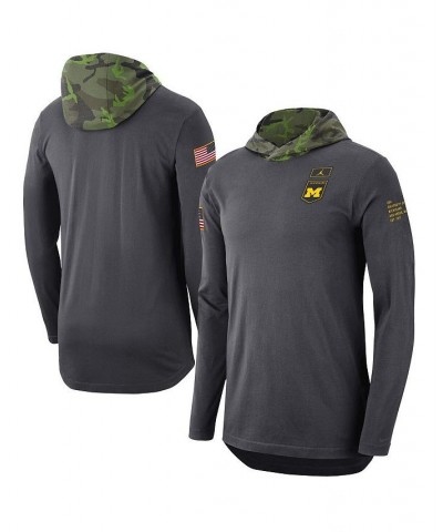 Men's Anthracite Michigan Wolverines Military-Inspired Long Sleeve Hoodie T-shirt $33.47 T-Shirts