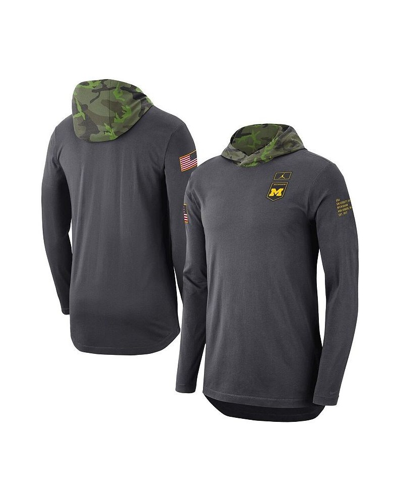 Men's Anthracite Michigan Wolverines Military-Inspired Long Sleeve Hoodie T-shirt $33.47 T-Shirts