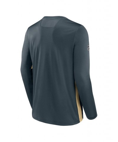 Men's Branded Gray Vegas Golden Knights Authentic Pro Rink Performance Long Sleeve T-shirt $22.44 T-Shirts