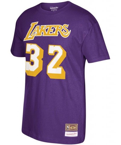 Men's Magic Johnson Purple Los Angeles Lakers Hardwood Classics Name & Number T-shirt $19.78 T-Shirts