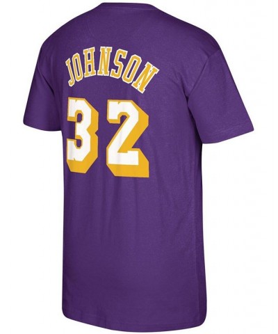 Men's Magic Johnson Purple Los Angeles Lakers Hardwood Classics Name & Number T-shirt $19.78 T-Shirts