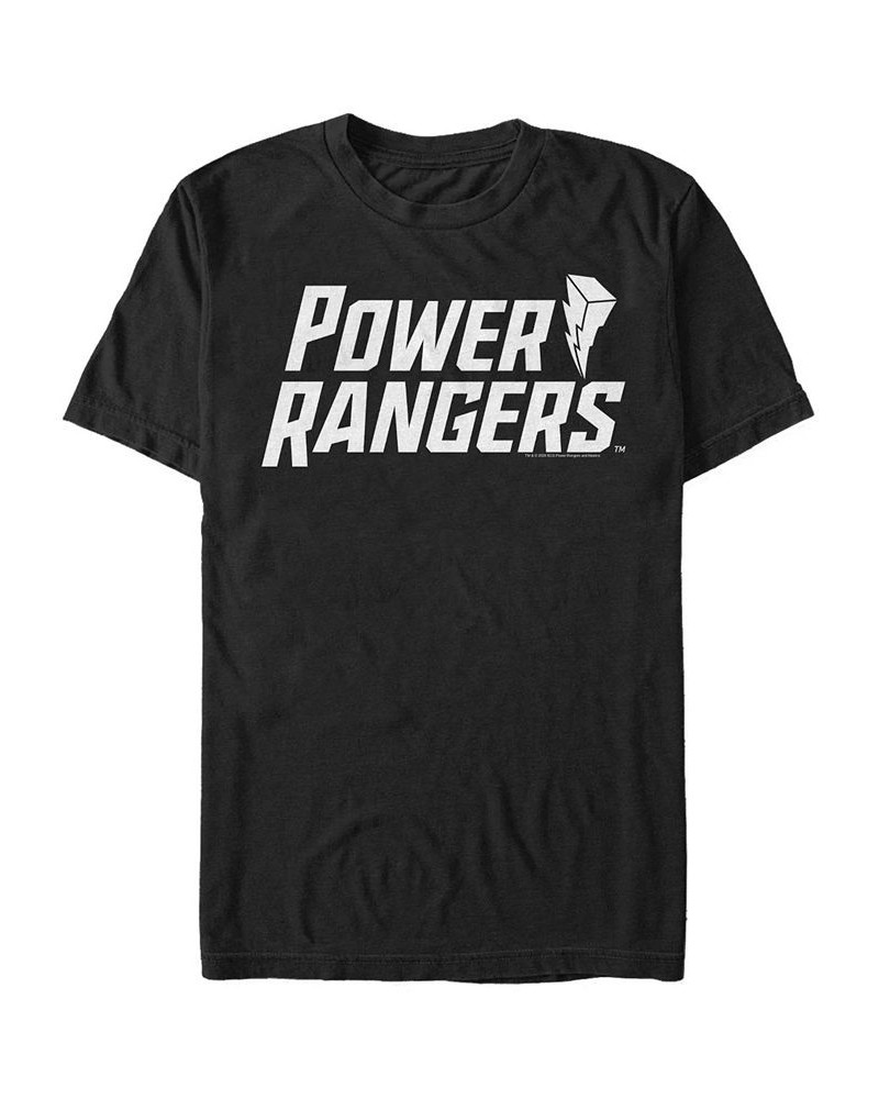 Men's Flat Power Logo Short Sleeve Crew T-shirt Black $20.99 T-Shirts