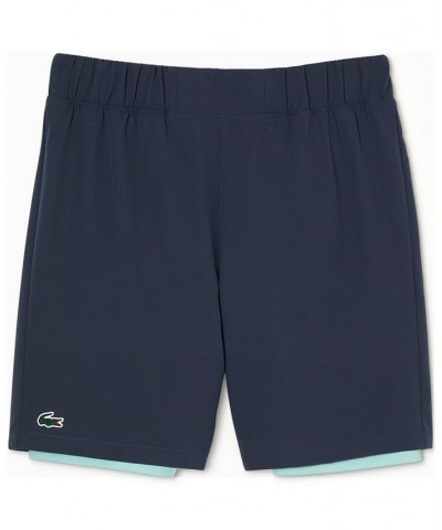 Men's Two-Tone Sport Shorts with Built-in Undershorts Blue $49.00 Shorts