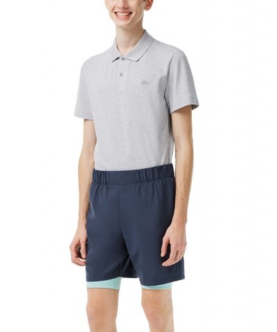 Men's Two-Tone Sport Shorts with Built-in Undershorts Blue $49.00 Shorts