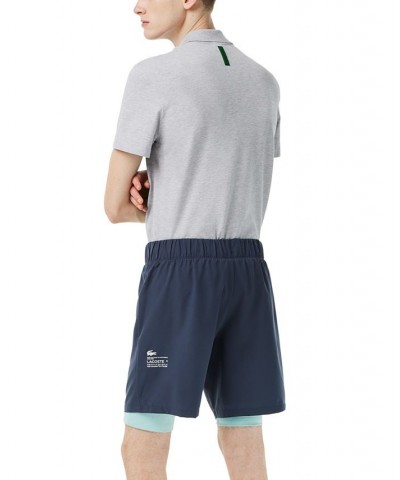 Men's Two-Tone Sport Shorts with Built-in Undershorts Blue $49.00 Shorts