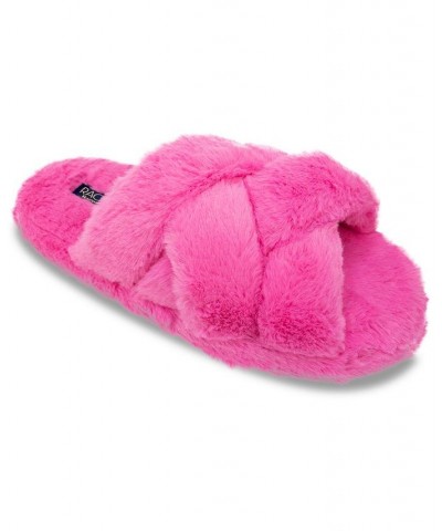 Women's Marcy Cross Band Slide Slipper Pink $20.52 Shoes