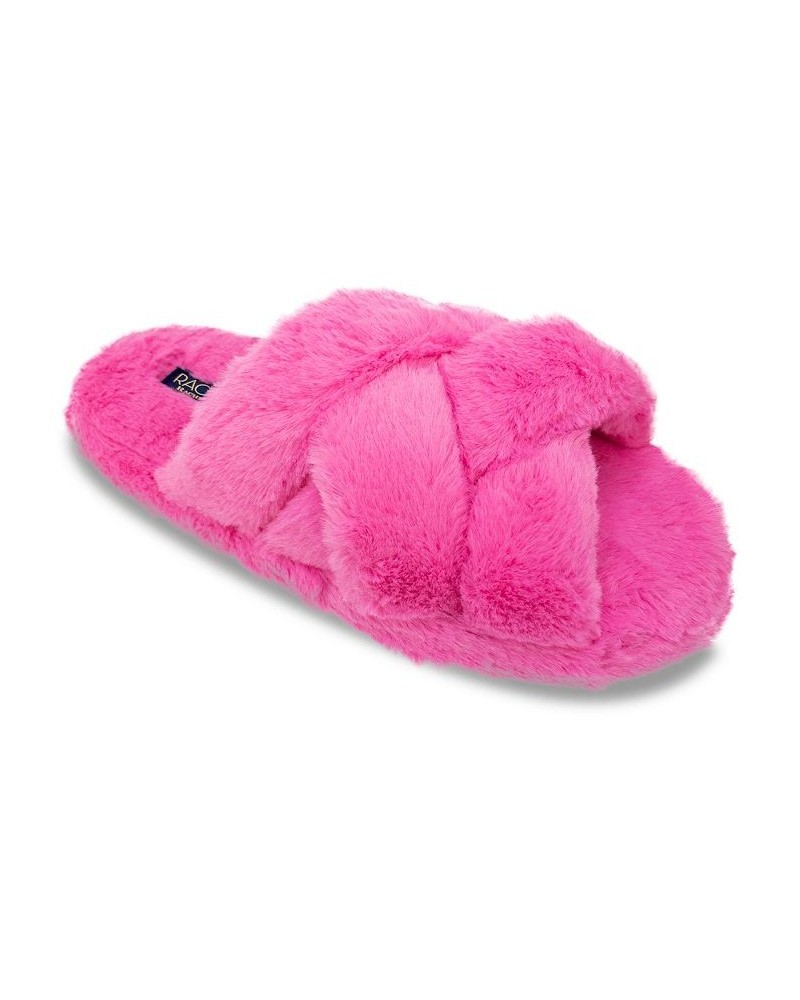 Women's Marcy Cross Band Slide Slipper Pink $20.52 Shoes