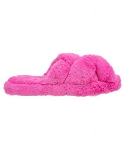 Women's Marcy Cross Band Slide Slipper Pink $20.52 Shoes