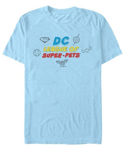 Men's Super Pets Logo Doodle Short Sleeve T-shirt Blue $14.35 T-Shirts