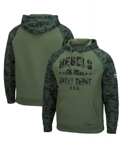 Men's Olive, Camo Ole Miss Rebels OHT Military-Inspired Appreciation Raglan Pullover Hoodie $33.75 Sweatshirt