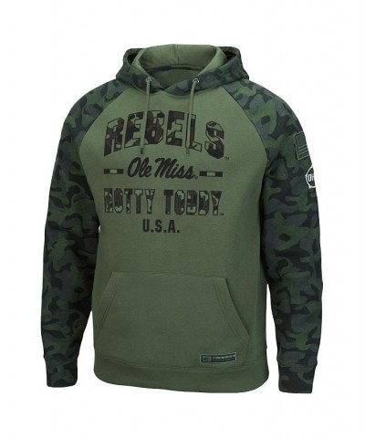 Men's Olive, Camo Ole Miss Rebels OHT Military-Inspired Appreciation Raglan Pullover Hoodie $33.75 Sweatshirt