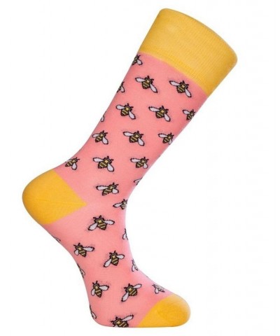 Men's Bee Novelty Crew Socks Pink $9.68 Socks