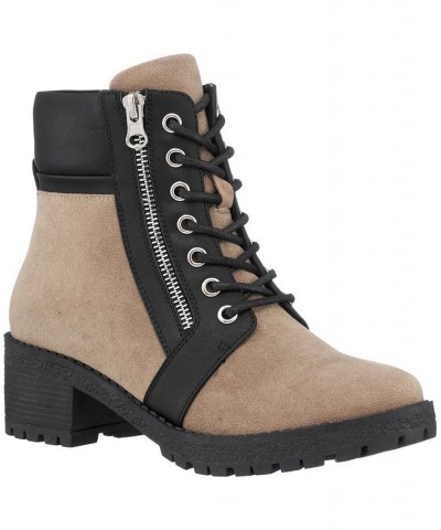 Women's Taylor Colorblock Lace-Up Boots Brown $38.50 Shoes