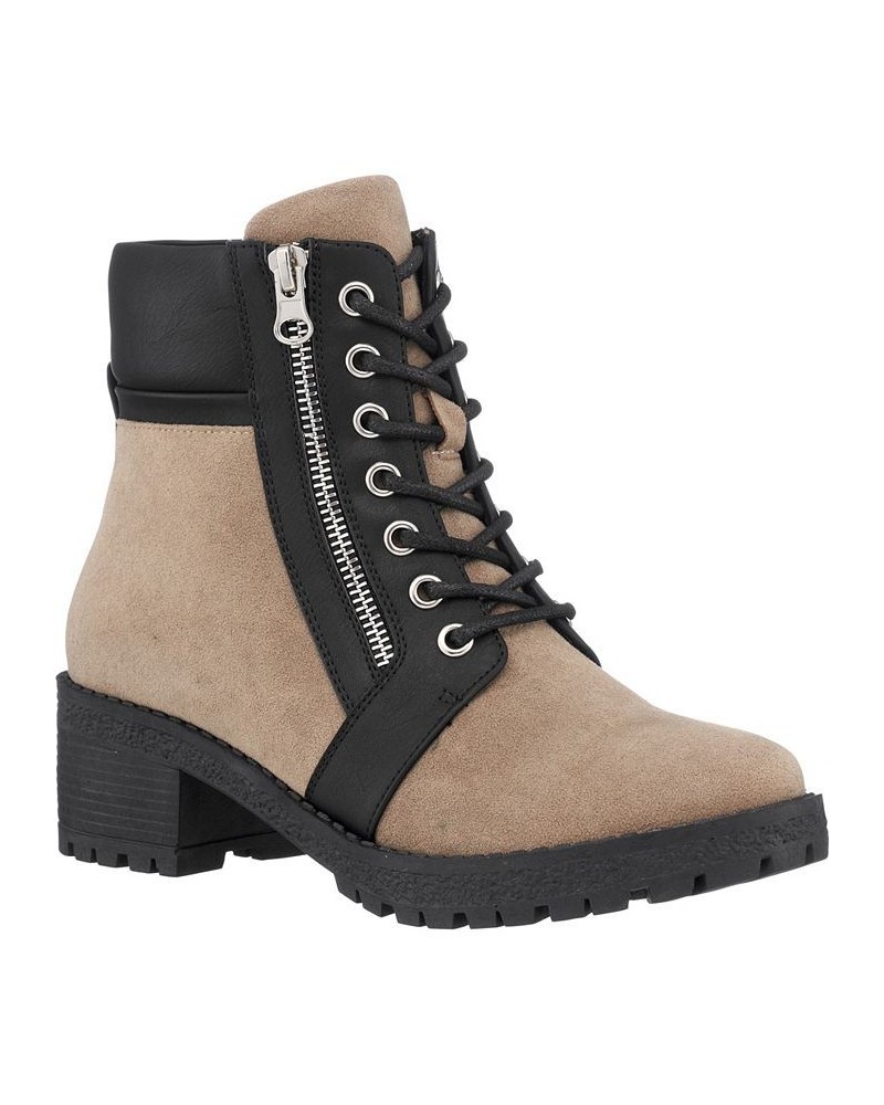 Women's Taylor Colorblock Lace-Up Boots Brown $38.50 Shoes