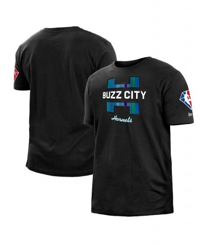 Men's Black Charlotte Hornets 2021/22 City Edition Brushed Jersey T-shirt $20.51 T-Shirts