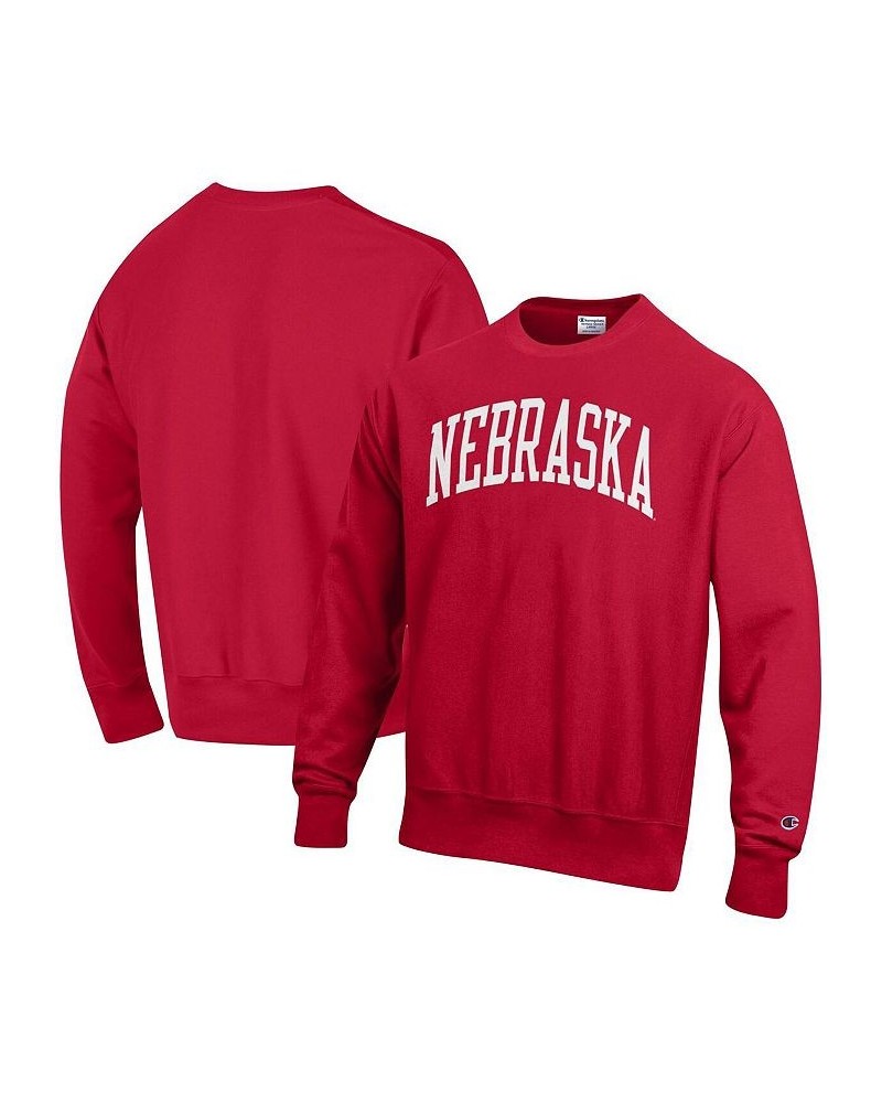 Men's Scarlet Nebraska Huskers Arch Reverse Weave Pullover Sweatshirt $39.95 Sweatshirt