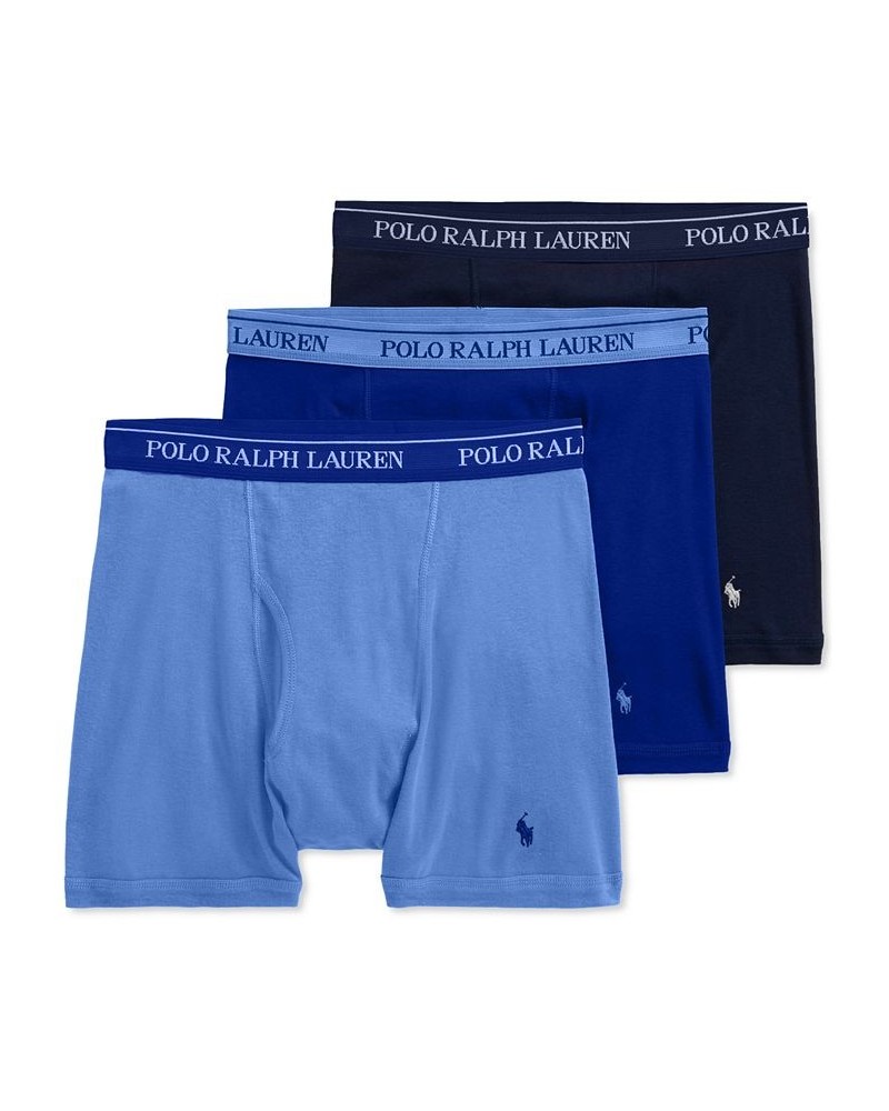 Men's 3-Pk. Classic Cotton Boxer Briefs Aerial Blue / Rugby Royal / Cruise Navy $33.00 Underwear